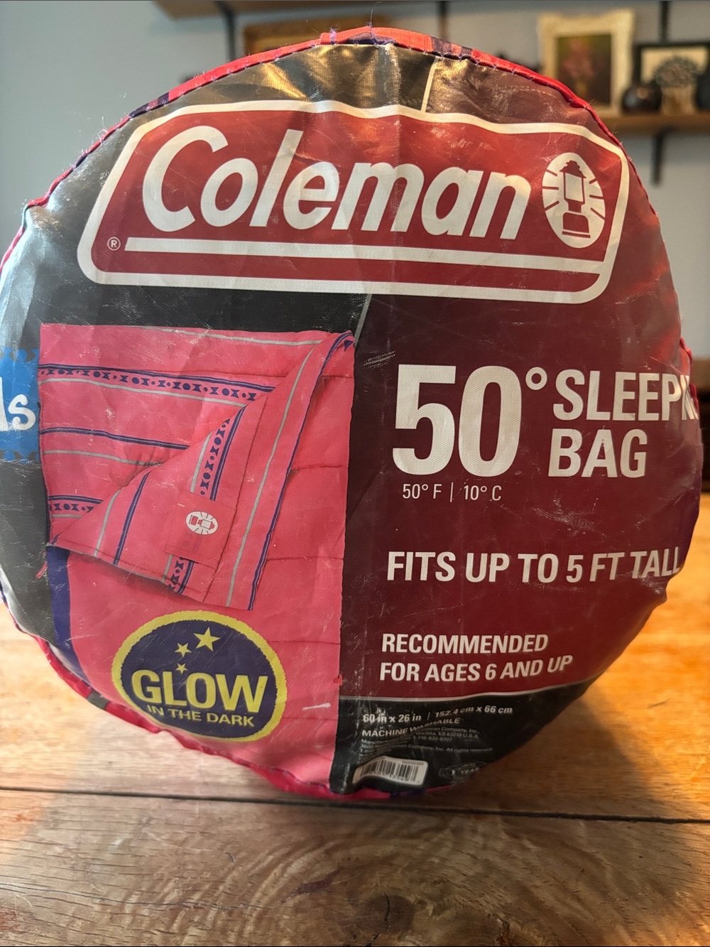Coleman Pink Glow-in-the-Dark 50° Kids Sleeping Bag